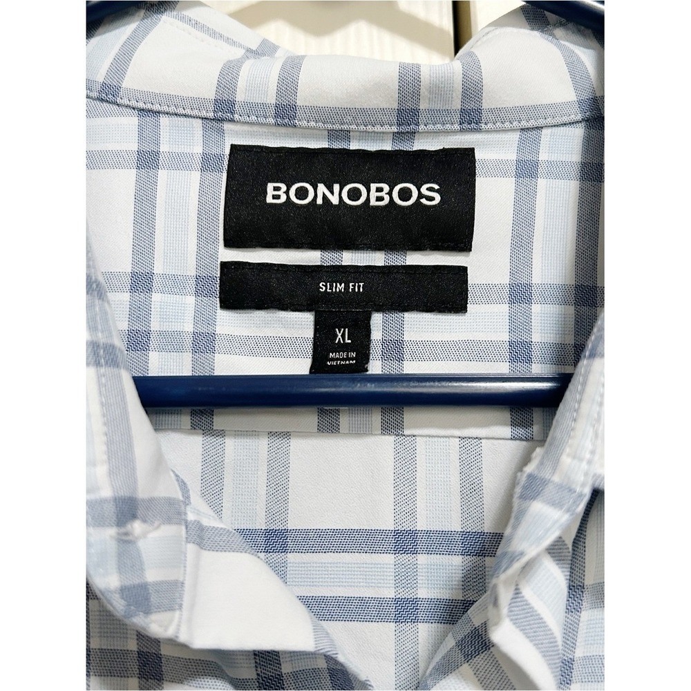 Bonobos Men's Light Blue Plaid Button-Up Shirt XL Slim Fit Preppy Classic - Picture 1 of 5